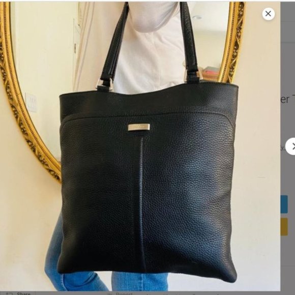 Cole Haan Marcy Tech Tote Bag Leather Slim Black Handbag - Picture 15 of 15